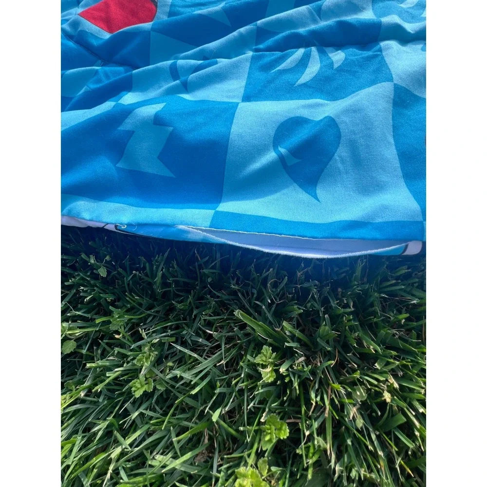 Pokemon Reversible Comforter Pikachu Squirtle Bulbasaur Blue‎ Quilted 72x81